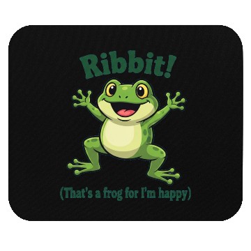 Discover Happy Frog with Ribbit Text Mouse Pads
