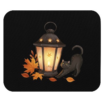 Discover Autumn Night Lantern with Playful Cat Mouse Pads