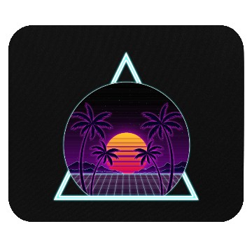 Discover Neon Sunset with Tropical Palms Mouse Pads