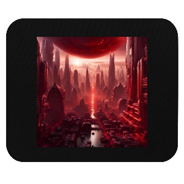 Discover Red Megapolis City On Alien Planet Sci-Fi Topic Mouse Pads