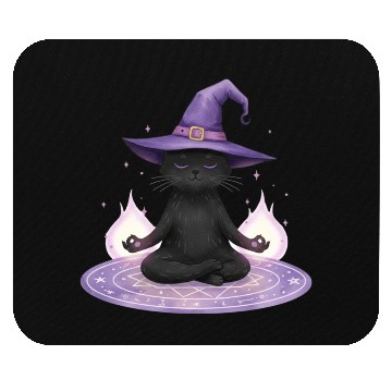 Discover Whimsical Black Cat Wizard Design Mouse Pads