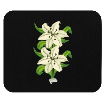 Discover Elegant White Lily Botanical Illustration Mouse Pads