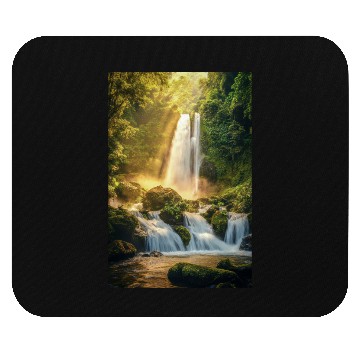 Discover Sunrise Over Hidden Waterfall Mouse Pads