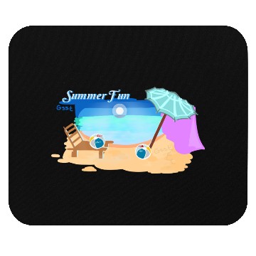 Discover Summer Beach Scene Illustration Mouse Pads