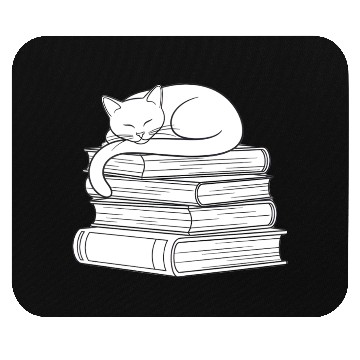Discover Sleeping Cat on Books Mouse Pads
