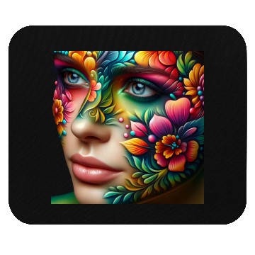 Discover Vibrant Floral Face Art Mouse Pads