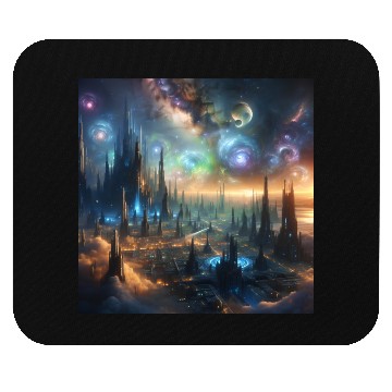 Discover Future City On An Alien Space Base In Space Sci-Fi Mouse Pads