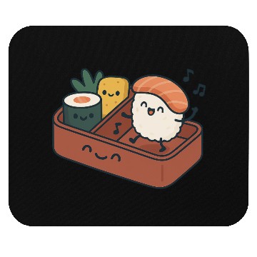 Discover Kawaii Sushi Dancing Illustration Mouse Pads