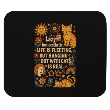 Discover Lazy Cat Life Quote Design Mouse Pads