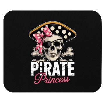 Discover Pirate Princess Skull and Crossbones with Pink Bow Mouse Pads