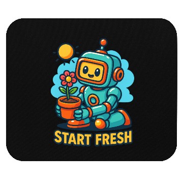 Discover Robot Planting Flower Art Mouse Pads