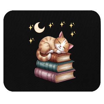 Discover Sleepy Cat on Book Stack Mouse Pads