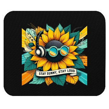 Discover Sunflower with Sunglasses and Headphones Mouse Pads
