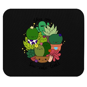 Discover Kawaii Succulent Garden Illustration Mouse Pads