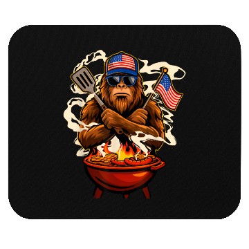 Discover Patriotic BBQ Gorilla Illustration Mouse Pads