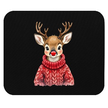 Discover Festive Reindeer with Red Nose Sweater Mouse Pads
