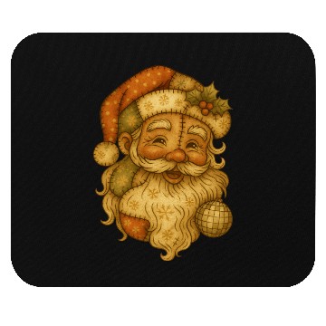 Discover Patchwork Santa Face Vintage Christmas Folk Art Mouse Pads