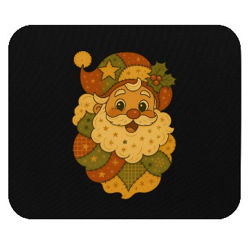 Discover Patchwork Santa Face Vintage Christmas Folk Art Mouse Pads