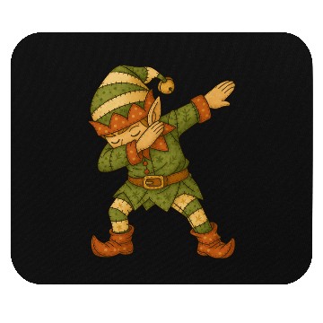 Discover Patchwork Dabbing Elf Christmas Vintage Folk Art Mouse Pads