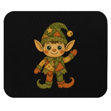 Discover Patchwork Elf Christmas Vintage Folk Art Mouse Pads