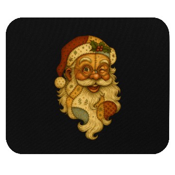 Discover Patchwork Santa Face Vintage Christmas Folk Art Mouse Pads
