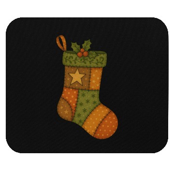 Discover Patchwork Stocking Christmas Vintage Folk Art Mouse Pads