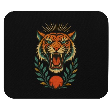 Discover Lion head retro floral Mouse Pads