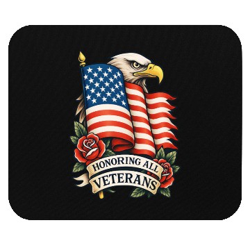 Discover Veterans Flag and Eagle Tribute Design Mouse Pads