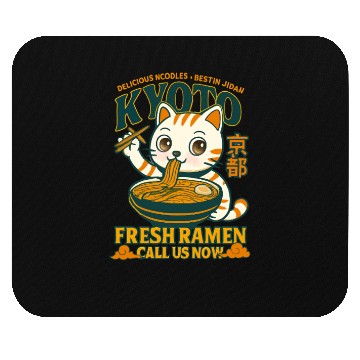 Discover Kyoto Cat Ramen Delicious Drink Design Mouse Pads