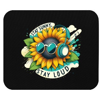 Discover Sunflower with Sunglasses and Headphones Mouse Pads