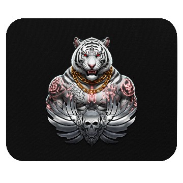 Discover Fierce White King Tiger Tattoo  Mouse Pads