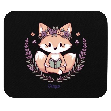 Discover Cute Fox Virgo Reading with Floral Crown Mouse Pads