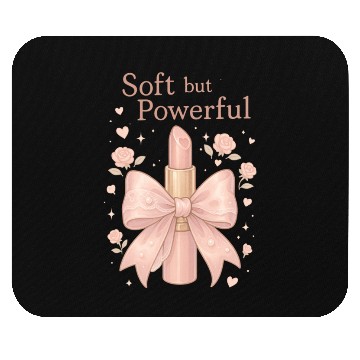 Discover Empowering Lipstick with Soft Pink Bow Mouse Pads