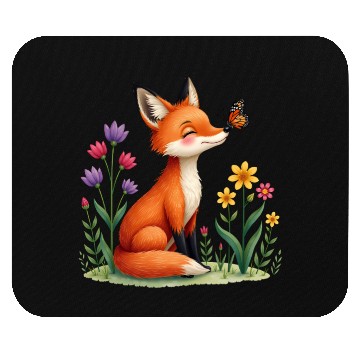 Discover Tiny Spring Friends Whimsical Fox Butterfly Floral Mouse Pads