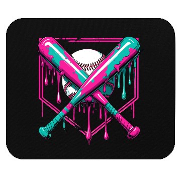 Discover Neon Baseball Bat and Ball Art Mouse Pads
