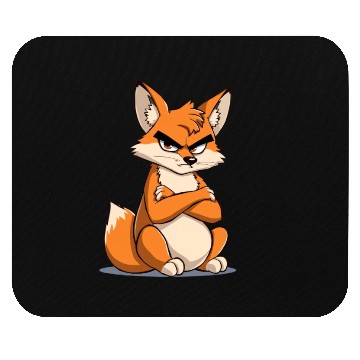 Discover Grumpy cartoon Fox with serious expression Mouse Pads