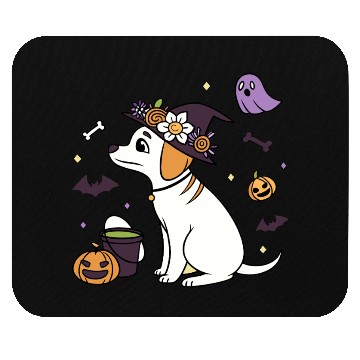 Discover Halloween Witch Dog Illustration Mouse Pads