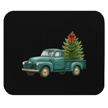 Discover Vintage Green Truck Christmas Tree Mouse Pads
