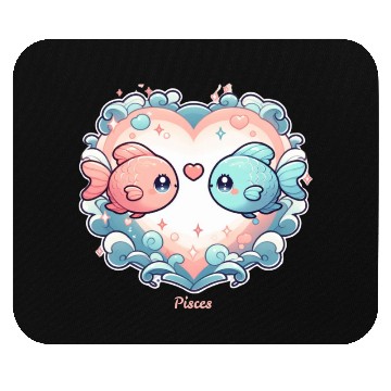 Discover Celestial Pisces Love Heart Illustration Mouse Pads