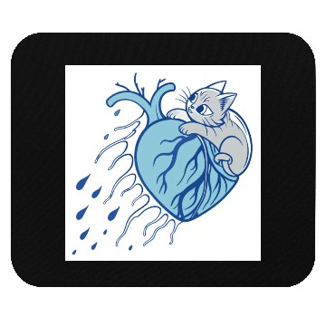 Discover Whimsical Cat Embracing Heart Mouse Pads