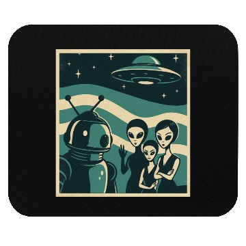 Discover Retro Sci-Fi Alien Encounter Design Mouse Pads
