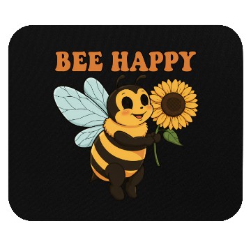 Discover Bee Happy Mouse Pads | Cute Cartoon Bee with Sunflowe