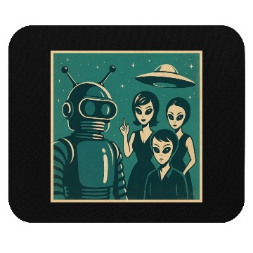 Discover Retro Sci-Fi Alien Encounter Design Mouse Pads