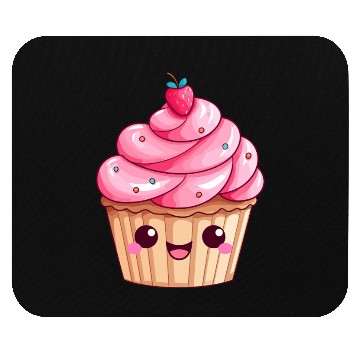 Discover Kawaii Cupcake with Pink Swirl Icing Mouse Pads