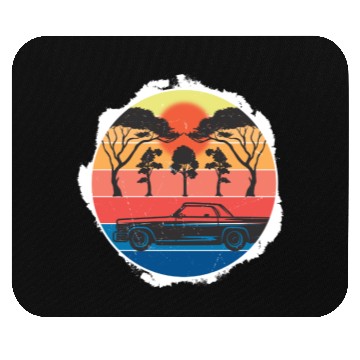 Discover Retro Sunset Car Scene Design Mouse Pads