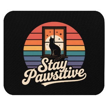 Discover Stay Pawsitive Retro Cat Window Starry Night Mouse Pads