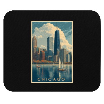 Discover Chicago Skyline with Sailboats Mouse Pads