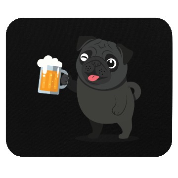 Discover Playful Pug with Beer Mug Mouse Pads