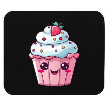 Discover Kawaii Strawberry Cupcake Illustration Mouse Pads