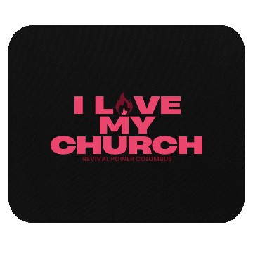 Discover Love my Church fuchsia Mouse Pads
